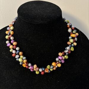 Elegant unique Double Strand 18”Necklace With Colored Cultured Pearls ❤️